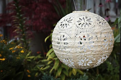 Soji Stella Market, LED Outdoor Solar Lantern, Handmade with Weather-Resistant UV Rated Tyvek, Stainless Steel Hardware, Auto sensor on/off, for Patio, Deck, (Pearl) - Image 6