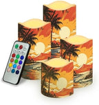 Flameless Light Candles for Home Room Decor Battery Operated Candles with Color Changing Timer Remote Flickering Fake Pillar Candles Tea Lights Table Decorations Seaside Sunset by Uorisanigo