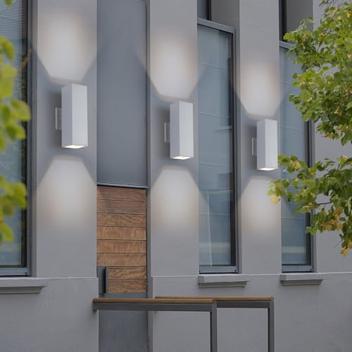 Cerdeco 13" White Square Modern Outdoor Wall Light Exterior Wall Sconce - Image 6