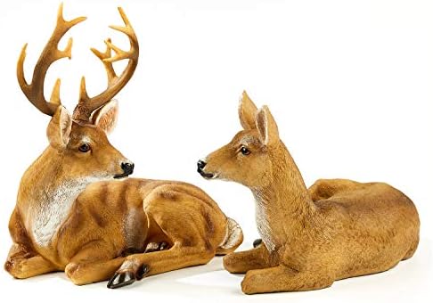 Resin Buck and Doe Statue-Animal Deer Couple Garden Accessories Collectible Figurines Sculpture Home Coffee Shop Decoration Ornaments or Outdoor Yard Lawn Decor Gifts for Birthday Anniversary - Image 4