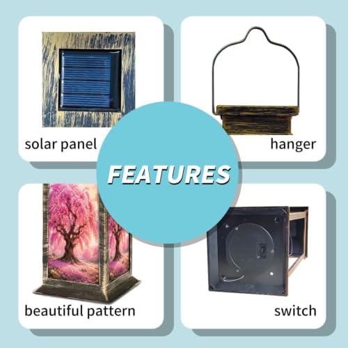 Solar Lantern Cherry Blossom Tree Full Bloom Outdoor Waterproof Garden Hanging Lantern Solar Powered Lighting Outside Solar Light for Patio Yard Camping, Gifts for Women Mom - Image 5