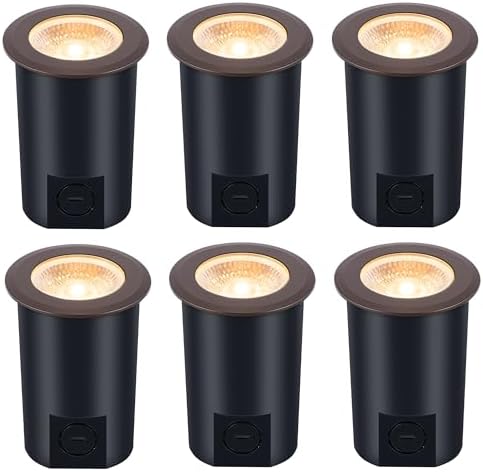 CLOUDY BAY [6 Pack] 9W LED Landscape Well Lights,2700K/3000K/3500K/4000K/5000K Selectable,Low Voltage 12V/24V Ground Lighting,Waterproof Outdoor In Ground Lights for Uplights,Bronze by CLOUDYBAY