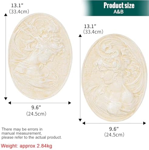 Sungmor White Cast Iron Wall Decor,Oval-shaped Classical Lady Relief Plaque - Image 3