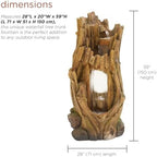 Alpine Corporation TZL338 Outdoor 3 Tier Waterfall Tree Trunk Floor Fountain with LED Lights for Patio, and Lawn Decor, 59 Inches Tall - Image 4