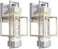 PARTPHONER Modern Outdoor Light Fixtures Dusk to Dawn Outdoor Lighting 2 Pack, 15" Exterior Wall Sconce Waterproof Outside Porch Light for House with Water Glass for Garage Doorway Silver by PARTPHONER