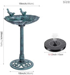 Water Fountain and Birdbath Solar Powered Polyresin Vintage Bronze/Green Outdoor Pond Fountain Combo Set Freestanding Bird Feeders for Garden Patio Deck or Yard - Image 5
