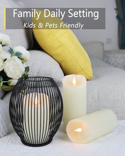 TECHLONG Flameless Candles Flickering 3D Moving Flame, Last 1000+ Hours Battery Operated Candles with Remote Timer, Set of 3 Ivory Real Wax Electric LED Pillar Candles for Home Wedding Decoration - Image 5