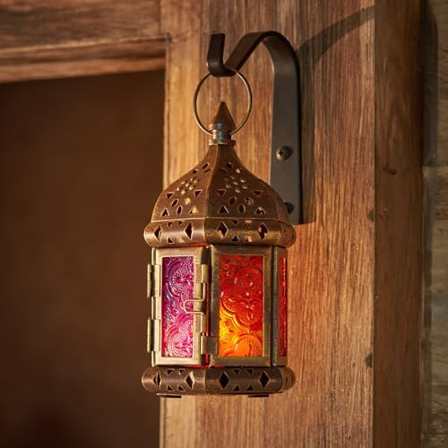 Retisee 2 Pcs 6.7 Inch Moroccan Lantern Decorative Hanging Indoor & Outdoor, Vintage Metal Candle Lantern Holder, Mini Candle Holder, for Table, Patio, Porch, Shelf, Ramadan Eid Ul Fitr Home Decor - Image 5