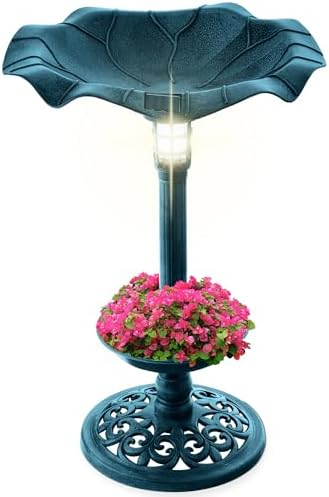 Best Choice Products Bird Bath W/Solar Light & Planter - Peacock Blue by BestChoiceProducts