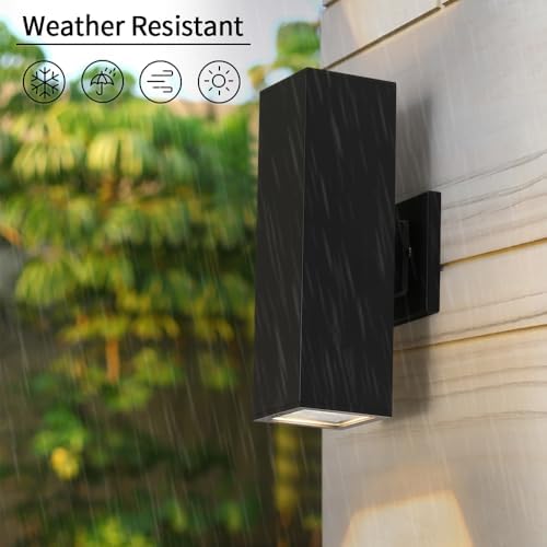 Cerdeco 13" Black Square Modern Outdoor Wall Light Exterior Wall Sconce - Image 3