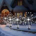 Solar Garden Firework Lights Outdoor Waterproof, 4 Pack Solar Powered Art Stake Twinkle Lighting for Outside Decor, 120 LED Sparklers String Lights for Yard Pathway Christmas Decorations(White) by SolarEra-FREETOSHINE