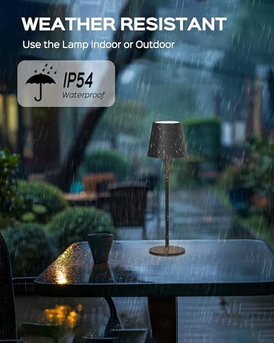 JACKYLED Cordless Table Lamps Rechargeable, 3 Adjustable Height, 5000 Capacity Operated, 3 Colors Smooth Dimming, Portable LED Waterproof Table Lamp for Dining, Bedroom, Outdoor- Black - Image 6