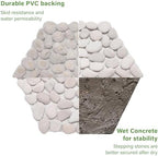 10in River Rock Stepping Stones Set - 6 Pack | Polished Pebble | Long-Lasting PVC Mesh Backing | Perfect for Garden Paths and Lawns Outdoor Landscaping Decoration | White Rhombus - Image 5