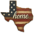 Texas "Home" State Shape Sign — Vintage American Flag Wall Decor — UV-Printed Aluminum (Not Real Wood) — Patriotic State Pride Art for Indoors & Outdoors — Made in USA by MRC+Wood+Products