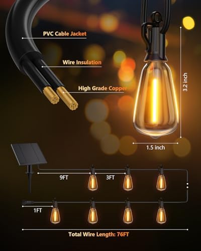 Brightown 76FT Solar String Lights Outdoor, 23+1 Shatterproof LED Lights - Image 6