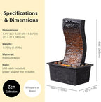 Tabletop Water Fountain Curved Panel Indoor Waterfall Fountain for Bedroom, Office Desk, Living Room, spa, Quiet Zen Desktop Fountain for Home Decor Gift, 9.65 Inch - Image 3