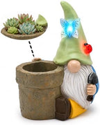 Solar Gnome Garden Decor Statue,Planter Pot for Succulents by Fashionoda