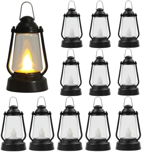 6 inch Retro Lantern LED Candle Lanterns Indoor Decor Lantern Outdoor Hanging Lanterns 12 Pcs Decorative Lantern for Wedding Decor, Halloween, Christmas and Various Holiday Parties. (Black, Large) by SSleng