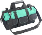 Women Garden Tools Bag 16inch Wide Mouth Tool Bag with Molded Base and Plastic-Padded, Inside Pockets for Tool Storage and Organization,600D polyester fabric (Teal color) by EverfitLighting