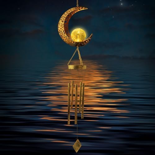 Moon Wind Chimes Solar Outdoor, Mother's Day Wind Chime Gift for Mom, Women, Grandma, Garden Courty ard Lawn Decor, Thanksgiving Gifts, Moon Gifts, Wind Chimes for Outside - Image 2