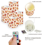 Fall Maple Leaves Flameless Candles with Timer and Remote Battery Operated LED Candles Color Changing Thanksgiving Day Party Pillar Candles Bulk Fake Candles for Festival Home Decor - Image 3