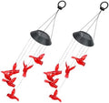 2pcs Solar LED Wind Chime Lights Xmas Red Cardinal Bird ABS by balacoo
