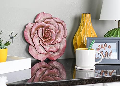Magnolia Garden 12-Inch Sculpted Coral Rose Decorative Stepping Stone – 3D Floral Resin Garden Walkway Tile – Earthy Terra Cotta Flower Outdoor Accent - Image 5