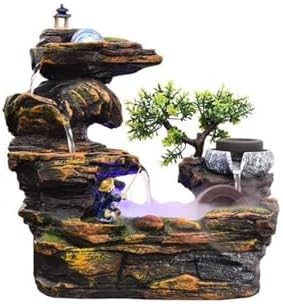 Tabletop Water Fountain Resin Indoor Waterfall Rockery Stream Tabletop Fountain for Home and Office Decor by Unknown