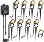 Low Voltage Landscape Lighting with Timer & Photocell Transformer, 8 Pack Plug and Play Waterproof Landscape Lights, 24V Outdoor Spot Lights for Yard Garden Pathway Tree, 3000K Warm White by Unknown