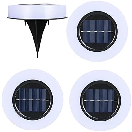 Solar Ground Lights 4 Pack, 8LED Solar Disk Lights Outdoor Solar Lights, Waterproof Atmosphere in-Ground Lights Solar Garden Lights for Landscape Deck Walkway Outdoor(White Light) by JHion
