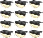 VOLISUN 12 Pack Solar Deck Lights Outdoor, Warm White LED Solar Step Lights for Outside, Waterproof Fence Light for Patio, Deck, Stairs, Yard, Pool and Porch (Black) by VOLISUN