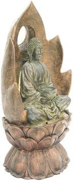Alpine Corporation 59" Tall Outdoor Buddha Fountain with LED Lights, Elegant Water Feature for Garden, Patio, Yard & Outdoor Spaces, Realistic Stone Look, Calming Waterfall for Relaxation, Brown by Unknown