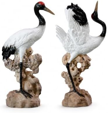 LUOZZY 2 Pcs Red Crowned Crane Figurine with Base for Aquarium Fish Tank by LUOZZY