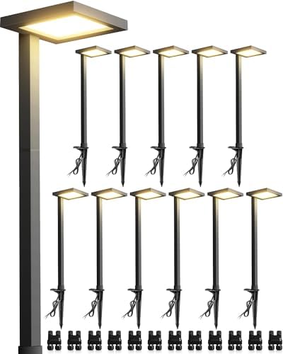 SUNVIE 5W 3000K LED Low Voltage Landscape Pathway Lights Black, 12 Pack by SUNVIE