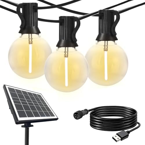 SUNTHIN 100FT Solar String Lights, USB Rechargeable Patio Lights by SUNTHIN