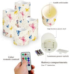 Colorful Butterfly Flameless Candle with Remote Control Electric LED Pillar Candle Timer Color Changing Long Lasting Pack of 4 Battery Candles - Image 3