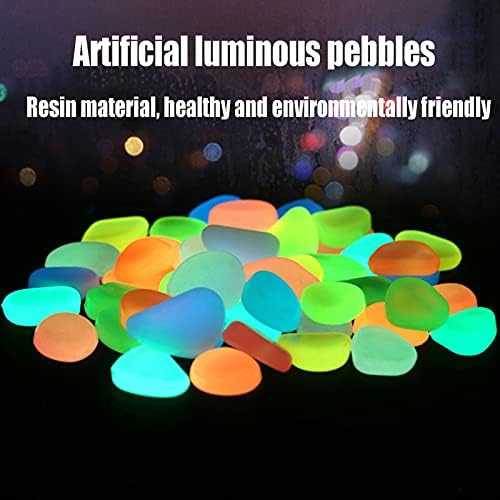 Glowing Stone 200PCS Pebbles Glowing in The Dark Aquarium Colored Light Rock, Fairy Garden Walkway Decoration Luminous Stone (Color : Orange) - Image 2