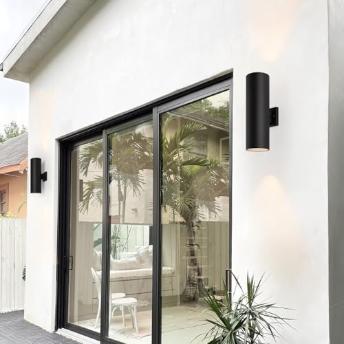 mirrea 18" Modern Outdoor Porch Light in 2 Lights, Matte Black, 2 Pack - Image 5