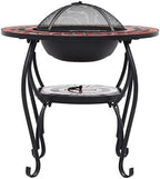 26.8 Inch Mosaic Fire Pit Table, Outdoor Wood Burning Heater with Ceramic Tile Top, Decorative Steel Patio Fireplace Bowl for Backyard Garden Gathering - Image 4