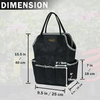 Garden Tool Bag | Heavy-Duty 16oz Waxed Canvas Garden Tool Tote with 8 Pockets | L9.5" x W6" x H15.5" | Tools Storage Bag for Gardeners, Portable Tool Organizer for Garden Essentials - Image 2