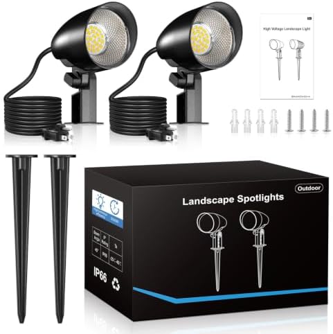 20W Outdoor Spotlight,IP66 Landscape Lighting for Yard, 2 Pack - Image 7