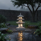 Solar Power Rice White Three Layers Resin Pagoda Garden Statues,Lawn Adorn - Image 7