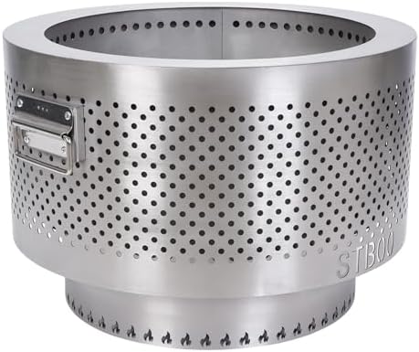 20Inch Large Firepit - Fire Pits for Outside with Portable Carrying Storage, Outdoor Fireplace for Camping Picnic Backyard Beach,Stainless, L by STBoo