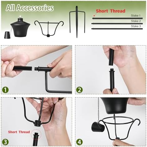 Citronella Torches Set of 6, 3-Prong Grounded Stake Outdoor Torches, 14.5 oz Garden Torches for Outside, 58 inch Outdoor Decorative Torch - Image 6