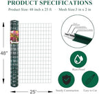 Green PVC Coated Welded Wire Fence 48" x 25' Roll, 2"x3" Mesh, 16 Gauge - Image 3