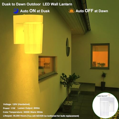 LIT-PaTH Outdoor Wall Light Fixture, Aluminum, LED 3000K, White, 1 Pack - Image 4