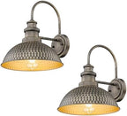 Casia Farmhouse Barn Lights, Rustic Outside Wall Sconce, Exterior Outdoor Mounted Lighting Fixture, Vintage Wall Light, Porch Lamp for Front Door,Porch,Patio,Garge (Vintage Bronze, 2 Pack) by CASIA