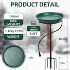 Heated Bird Bath for Outdoors for Winter, 75W Bird Bath Water Heater Bird Bath Deicer,Deep Bowl Thermostatic Control Weather Resistance Available with Stable Metal Pole for All Seasons(Green) - Image 7