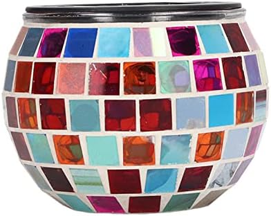Solar Decorative Light, Color Changing Solar Powered Glass Mosaic Ball Led Garden Lights, Colorful Hanging Solar Lantern Decorative, Mosaic Glass Solar Lamp, for Garden Outside by CDQL