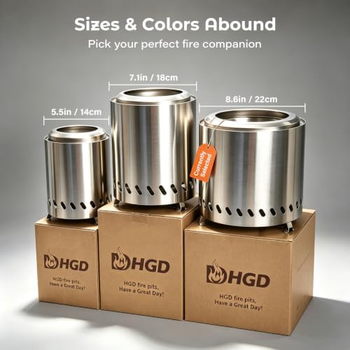 HGD Small Tabletop Fire Pit 8.8 x 8.6 in, Portable Mini Smokeless Table Top Firepit, Low Smoke Camping Stove for Outdoor & Patio, Fueled by Pellets or Wood, with Travel Bag, Stainless Steel, Silver - Image 4